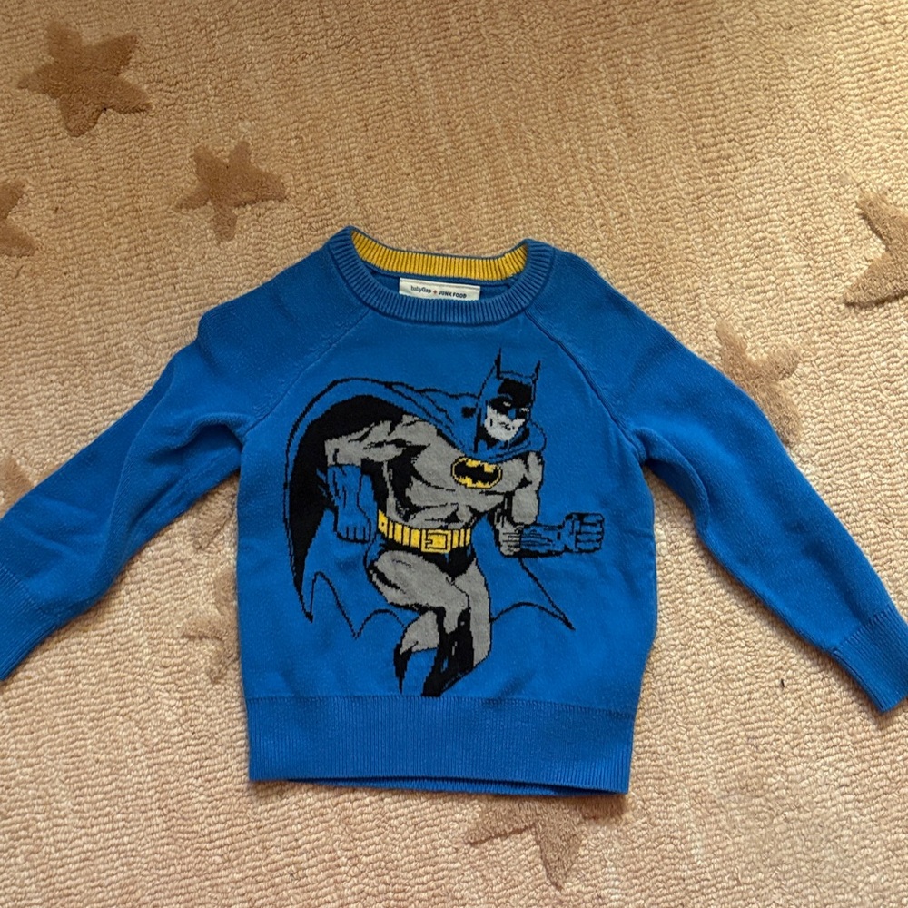 Junk food Blue and Yellow Knit Batman Sweater 4t